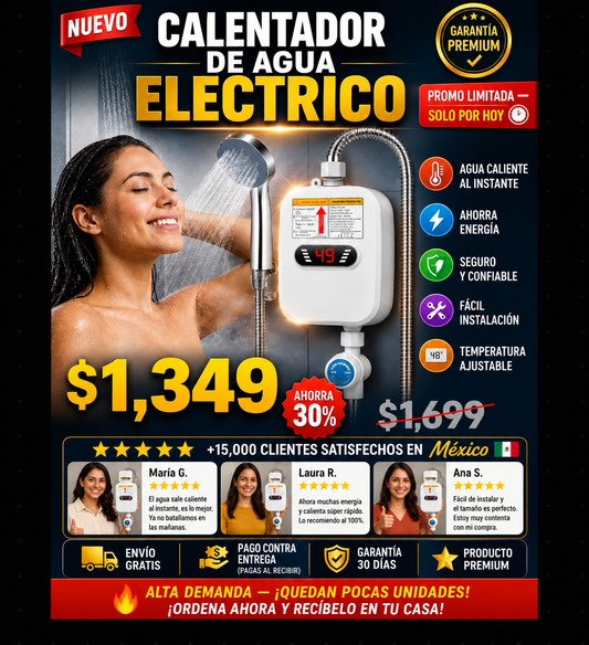 Calentador Eléctrico de Ducha Instantáneo Premium