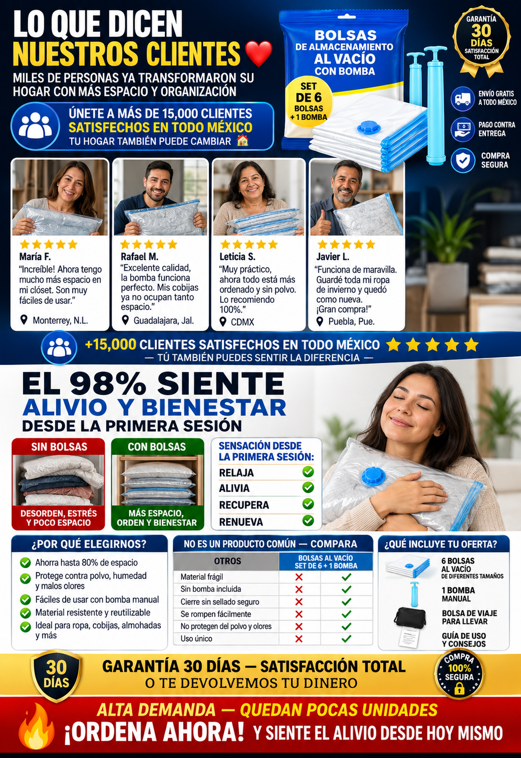 Bolsas Vacío Almacenamiento 2x1 + 2 Bombas Incluidas