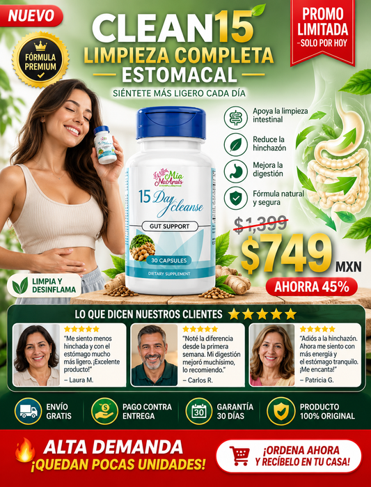 Limpieza Estomacal Completa Clean15 Efectiva Hoy