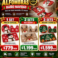 Juego Tres Alfombras Baño Navidad Premium Antideslizante