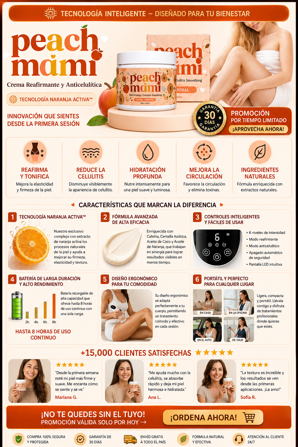 Crema Corporal Reafirmante Peach Mami Piel Firme