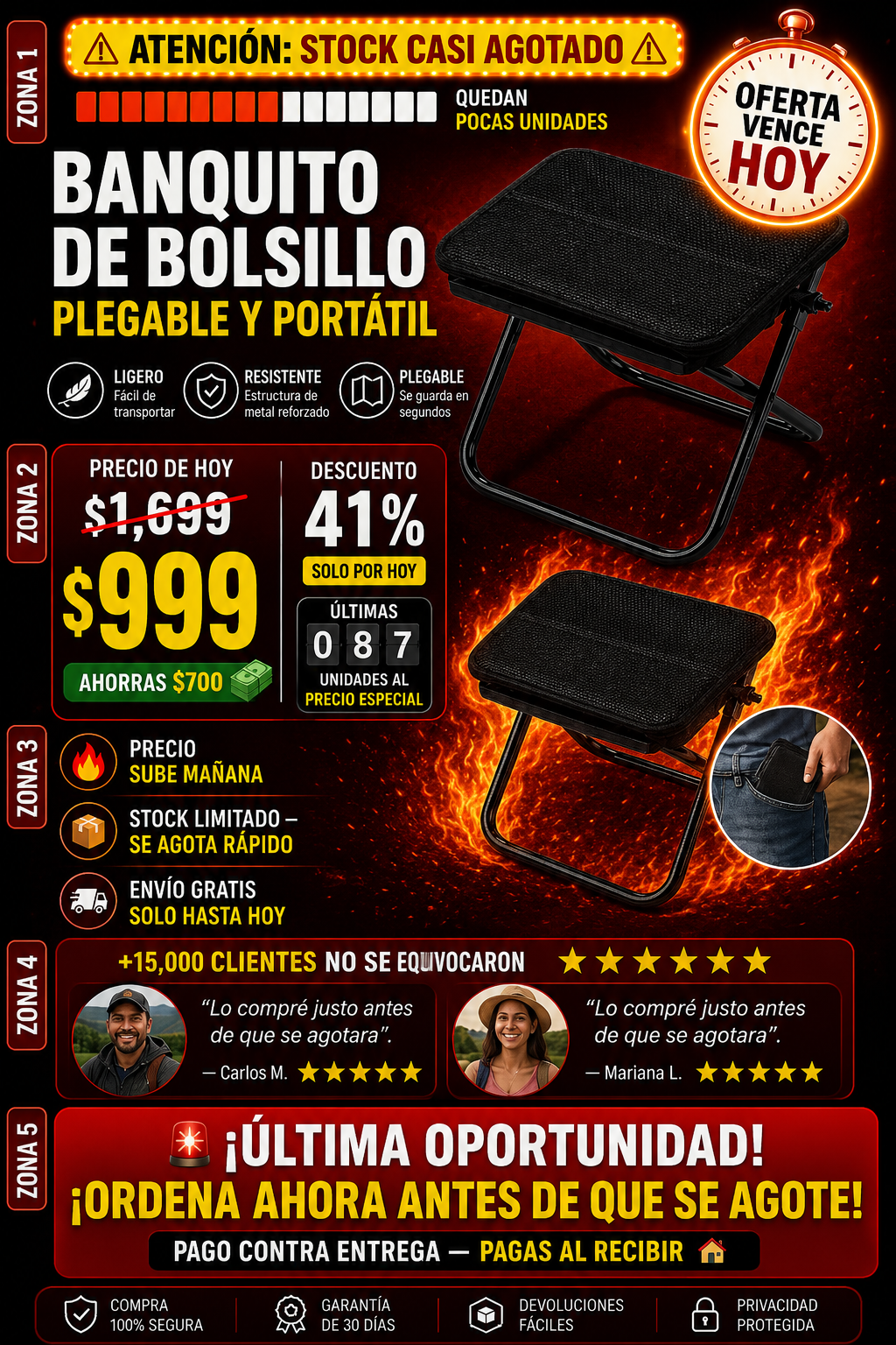 Banquito Plegable Portátil - Compra Segura Contra Entrega