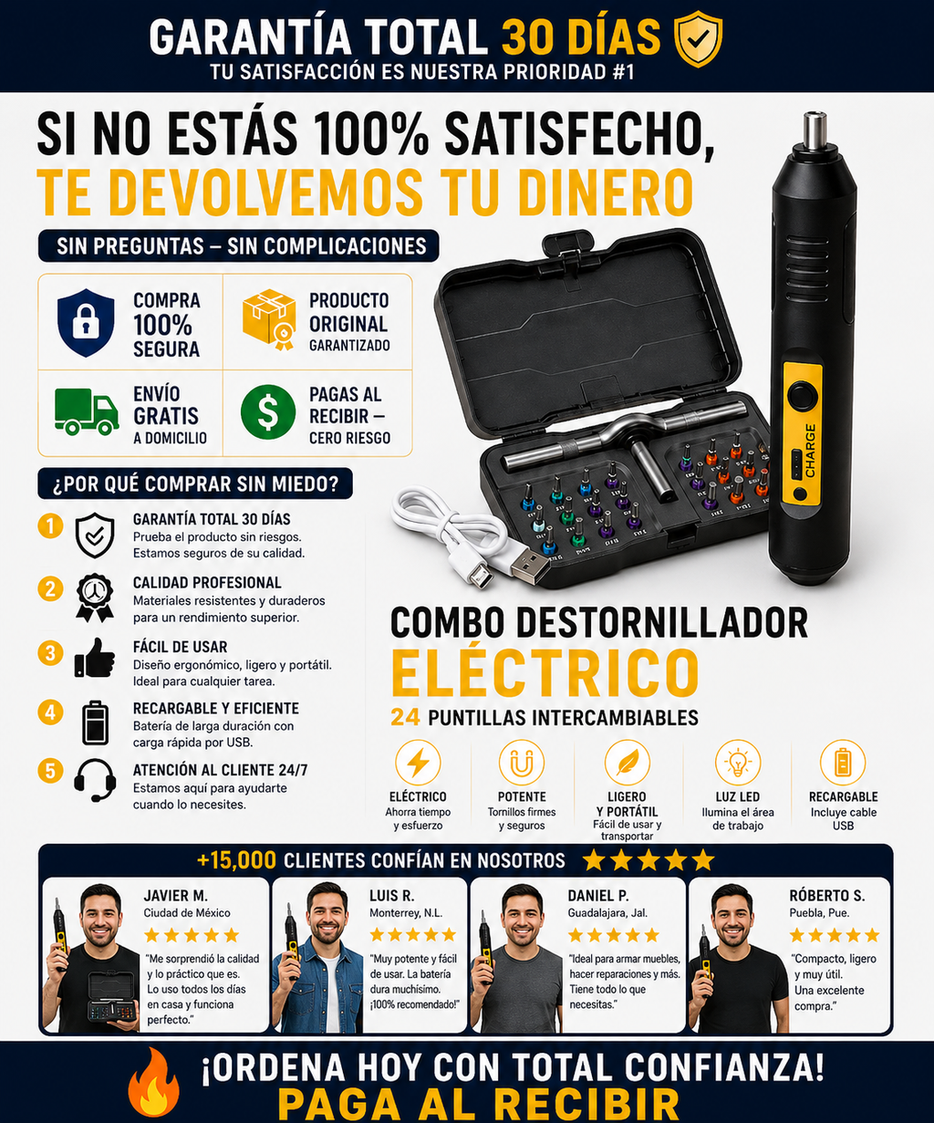 Destornillador Eléctrico 24 Puntas Profesional Potente