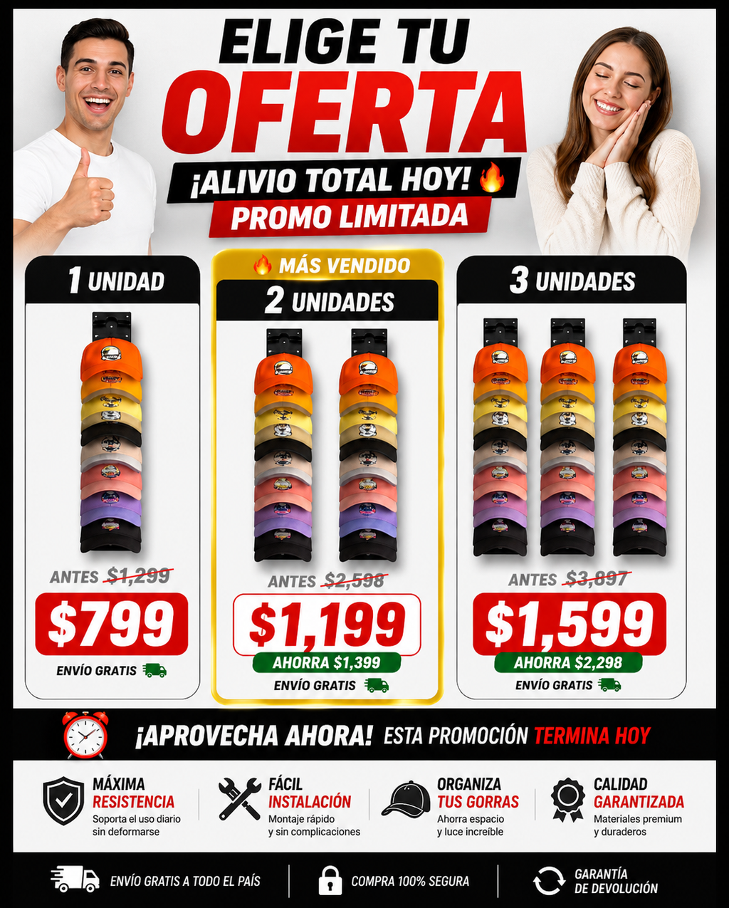 Organizador de Gorras Mural Premium - Decorativo