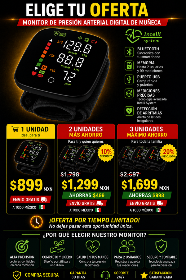 Pulsómetro Digital Monitor Frecuencia Cardíaca Muñeca
