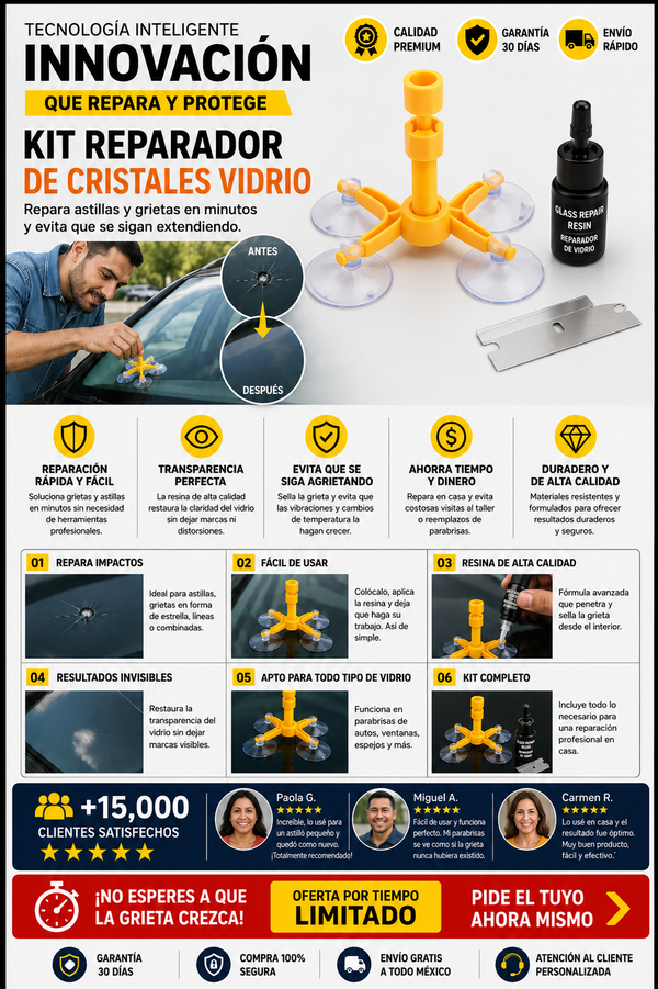 Kit Reparador Profesional Cristales y Vidrios