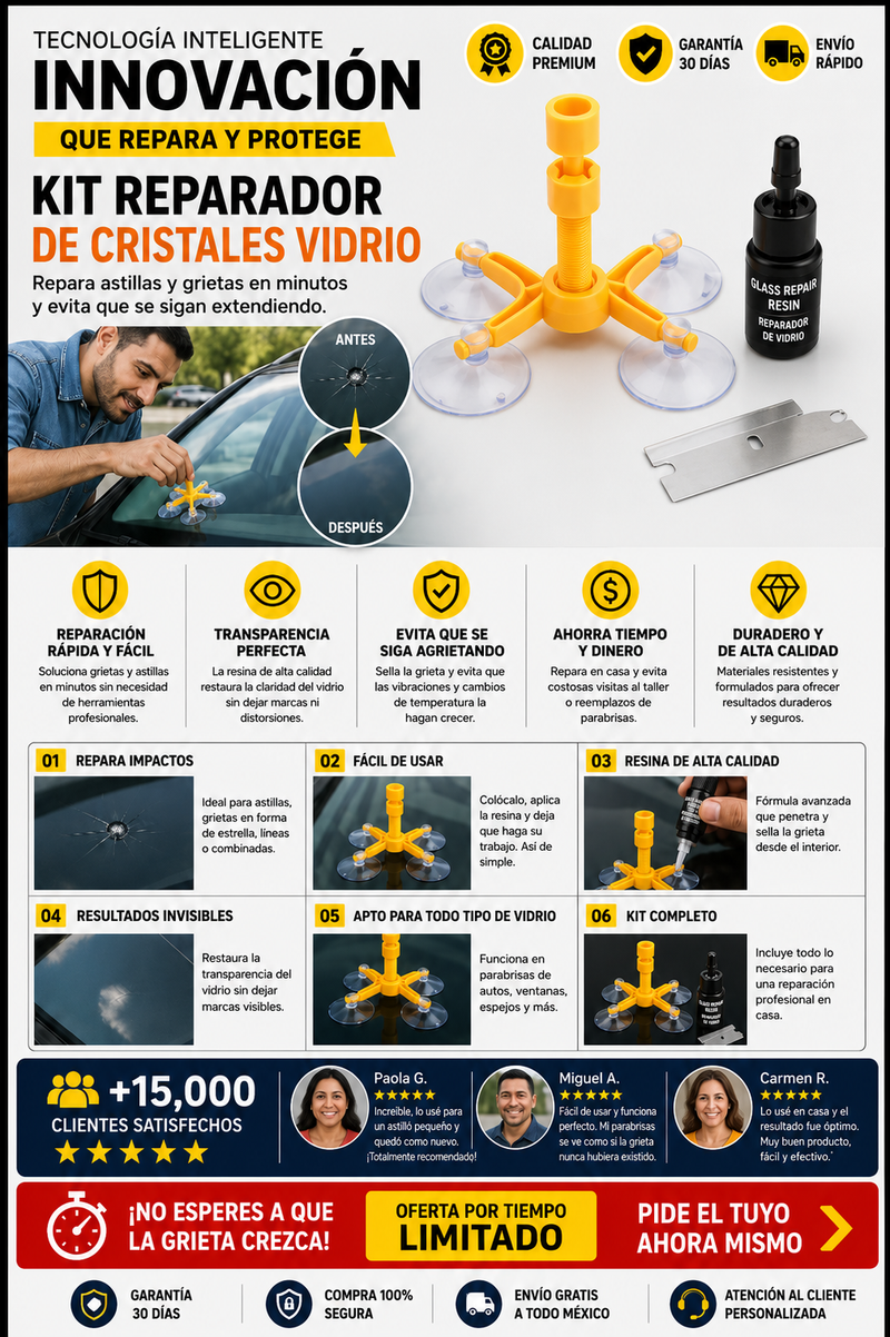 Kit Reparador Profesional Cristales y Vidrios