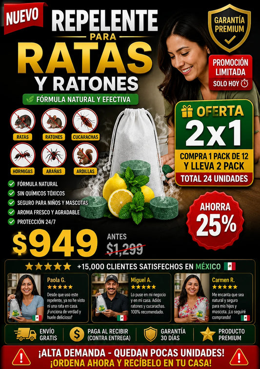 Repelente Ultrasónico Ratas Ratones 24 Piezas Efectivo