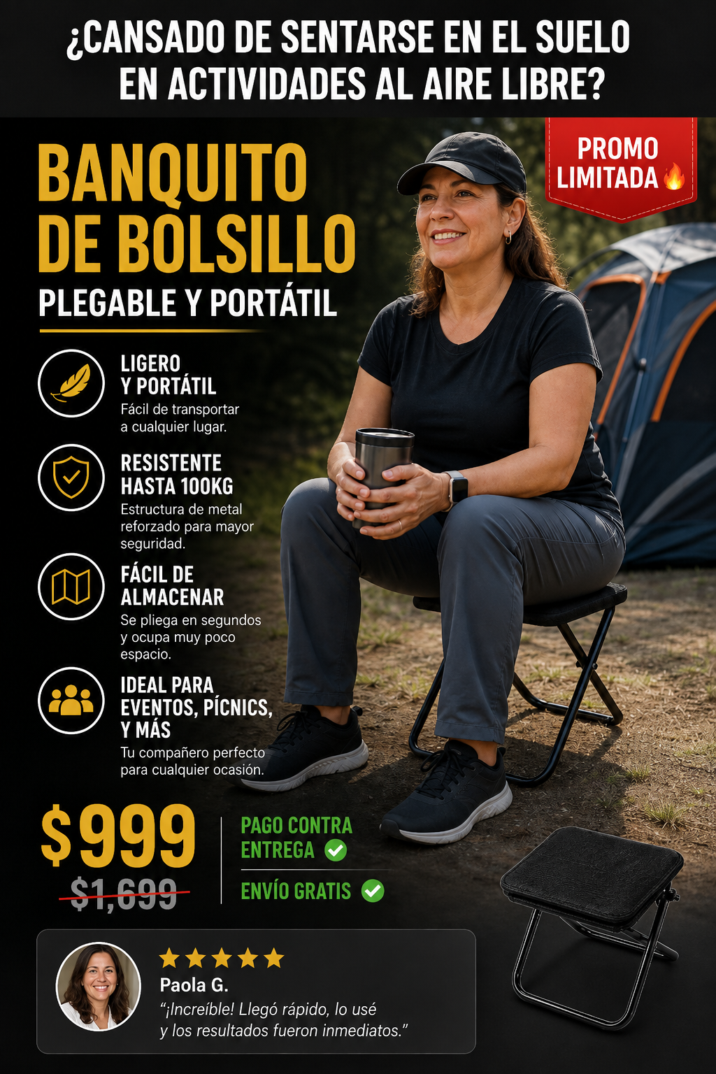 Banquito Plegable Portátil - Compra Segura Contra Entrega