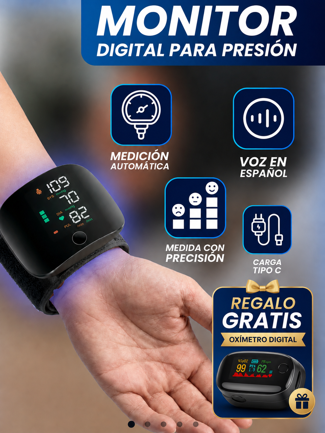 Monitor Presión Arterial en Muñeca
