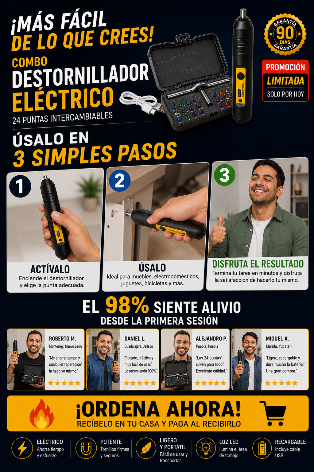 Destornillador Eléctrico 24 Puntas Profesional Potente
