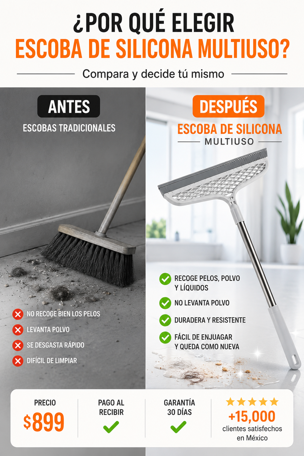 Escoba Silicona Multiuso Limpia Fácil sin Esfuerzo