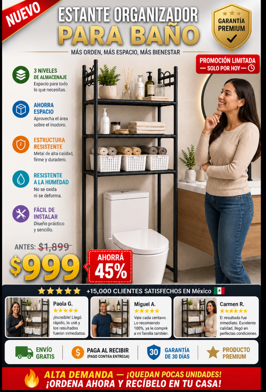 Estante Organizador de Baño Moderno Resistente
