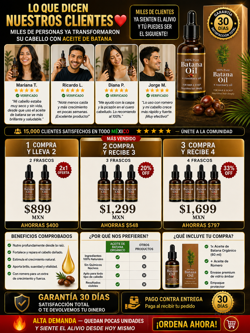 Aceite de Batana Orgánico Puro Natural Premium