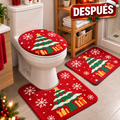 Juego Tres Alfombras Baño Navidad Premium Antideslizante