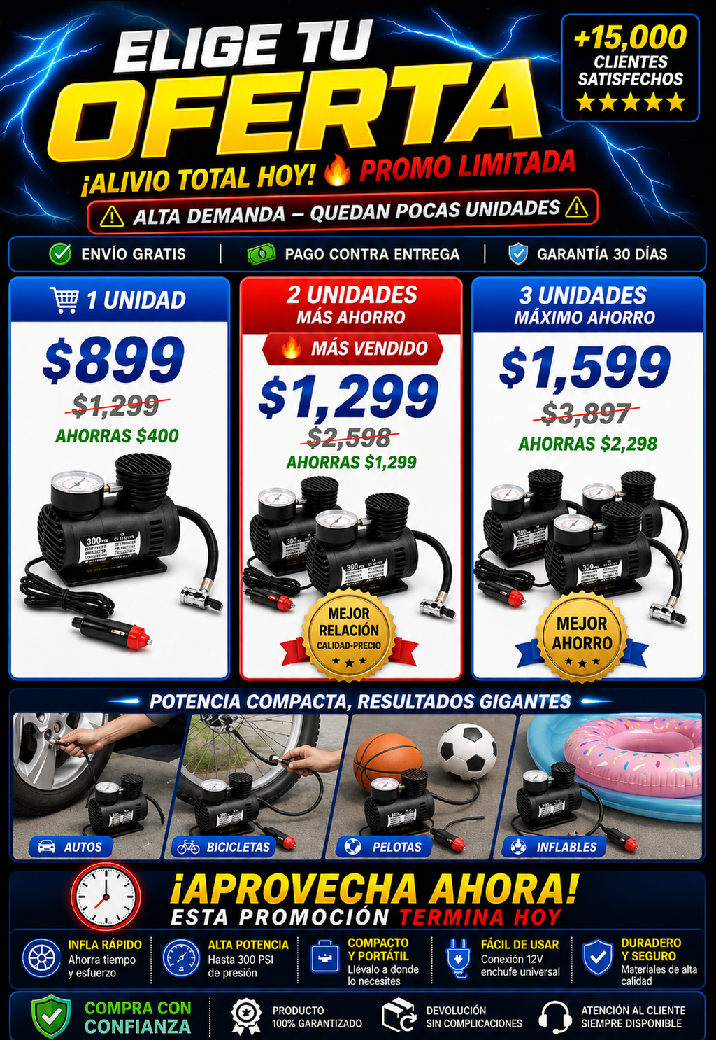Mini Compresor Aire Portátil - Potente y Compacto