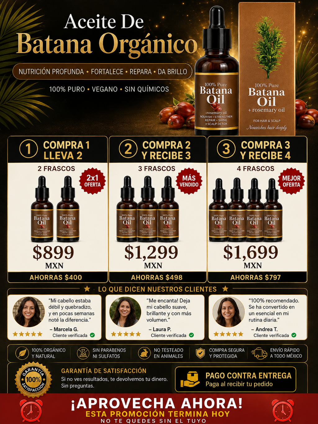 Aceite de Batana Orgánico Puro Natural Premium