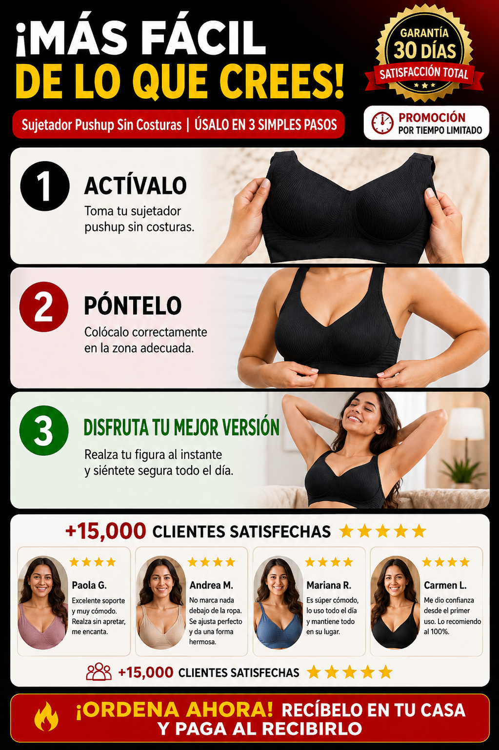 Sujetador Push Up Sin Costuras Premium