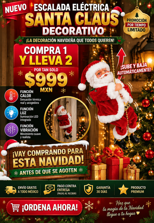 Escalera Eléctrica Santa Claus Decoración Navideña Perla