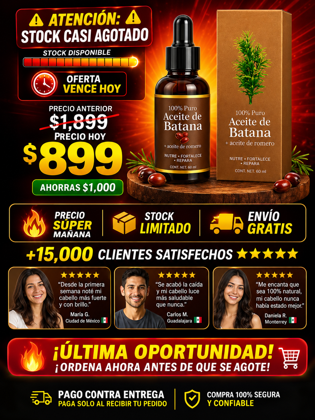 Aceite de Batana Orgánico Puro Natural Premium