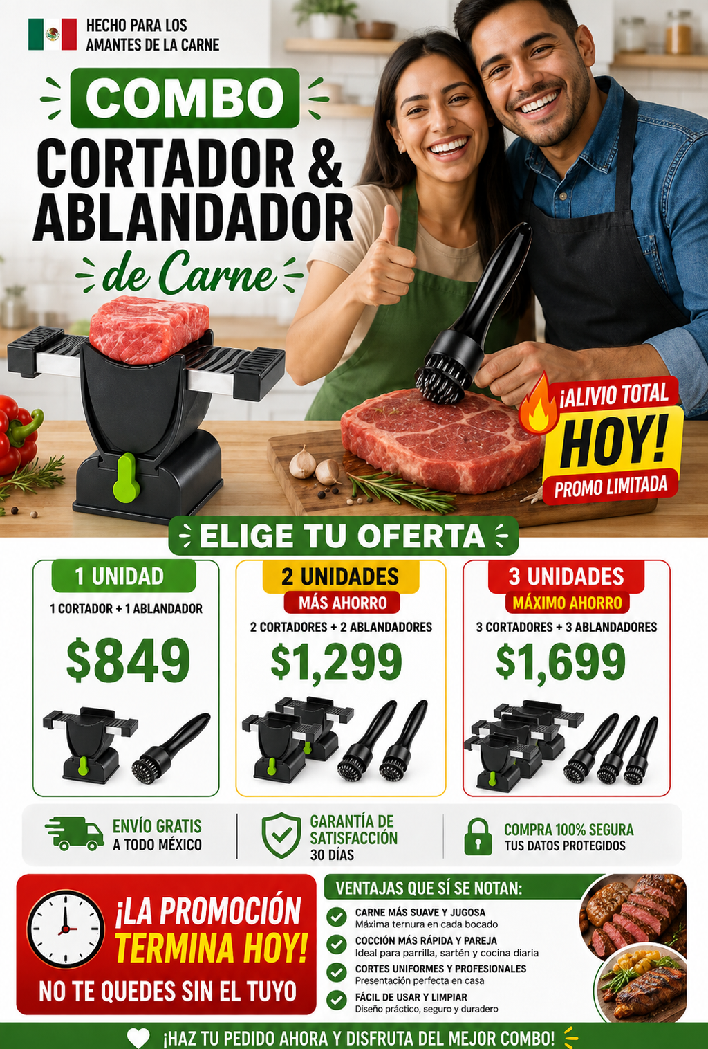 Cortador Ablandador de Carne 2en1 Premium