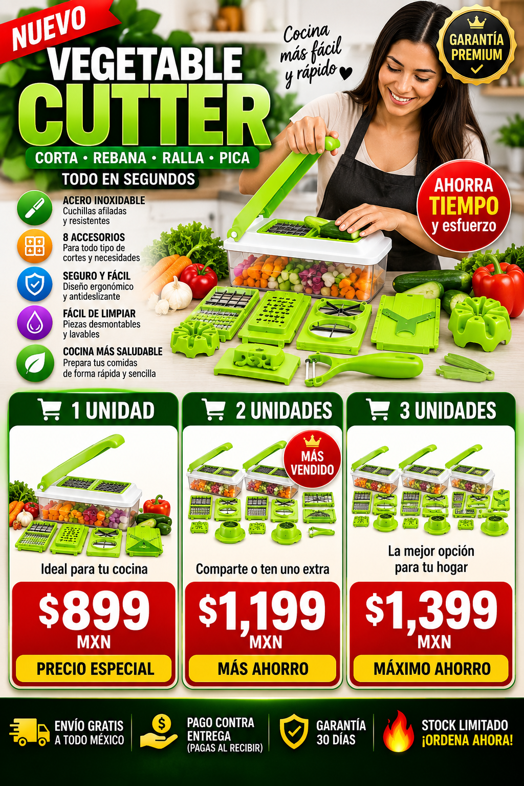 Cortador de Verduras Profesional - Entrega Rápida