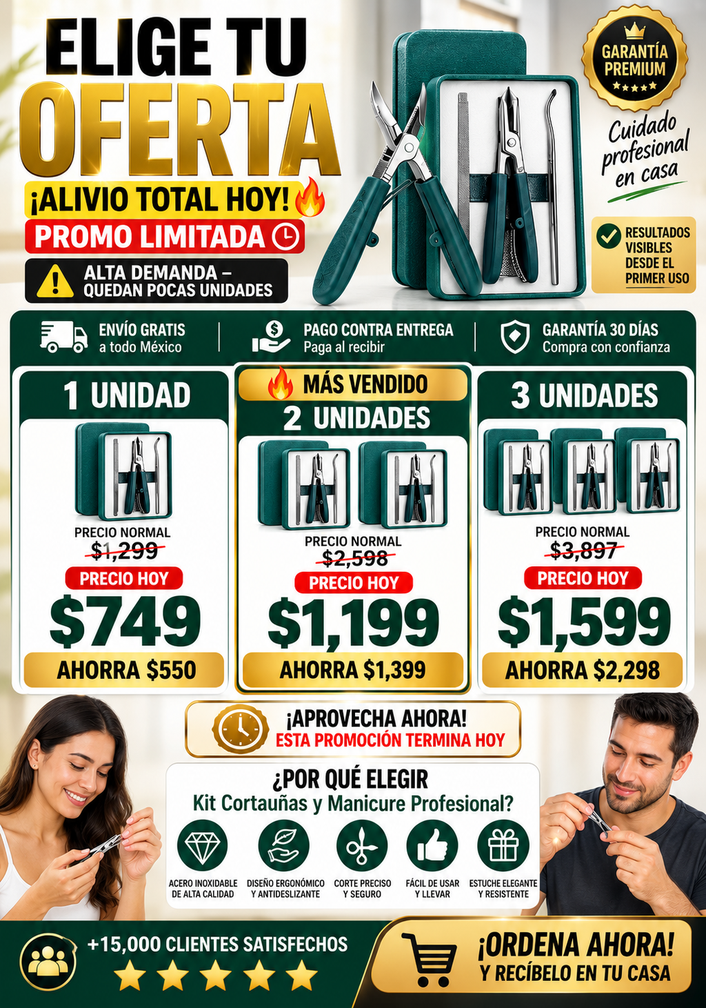 Kit Manicure Profesional Cortauñas Completo Calidad Premium