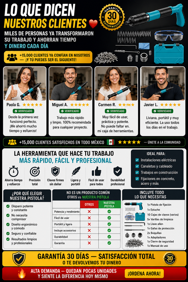 Pistola Fijadora Clavos Profesional Potente Económica
