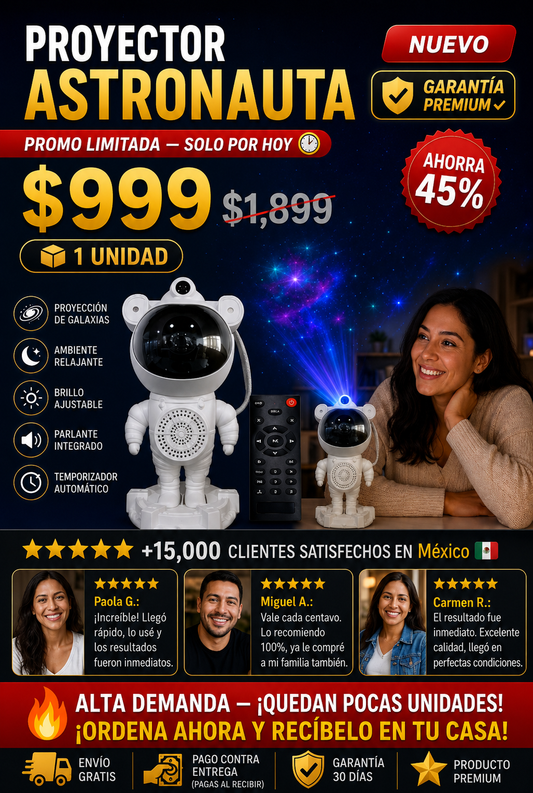 Proyector Astronauta 3D Luces LED Galaxia