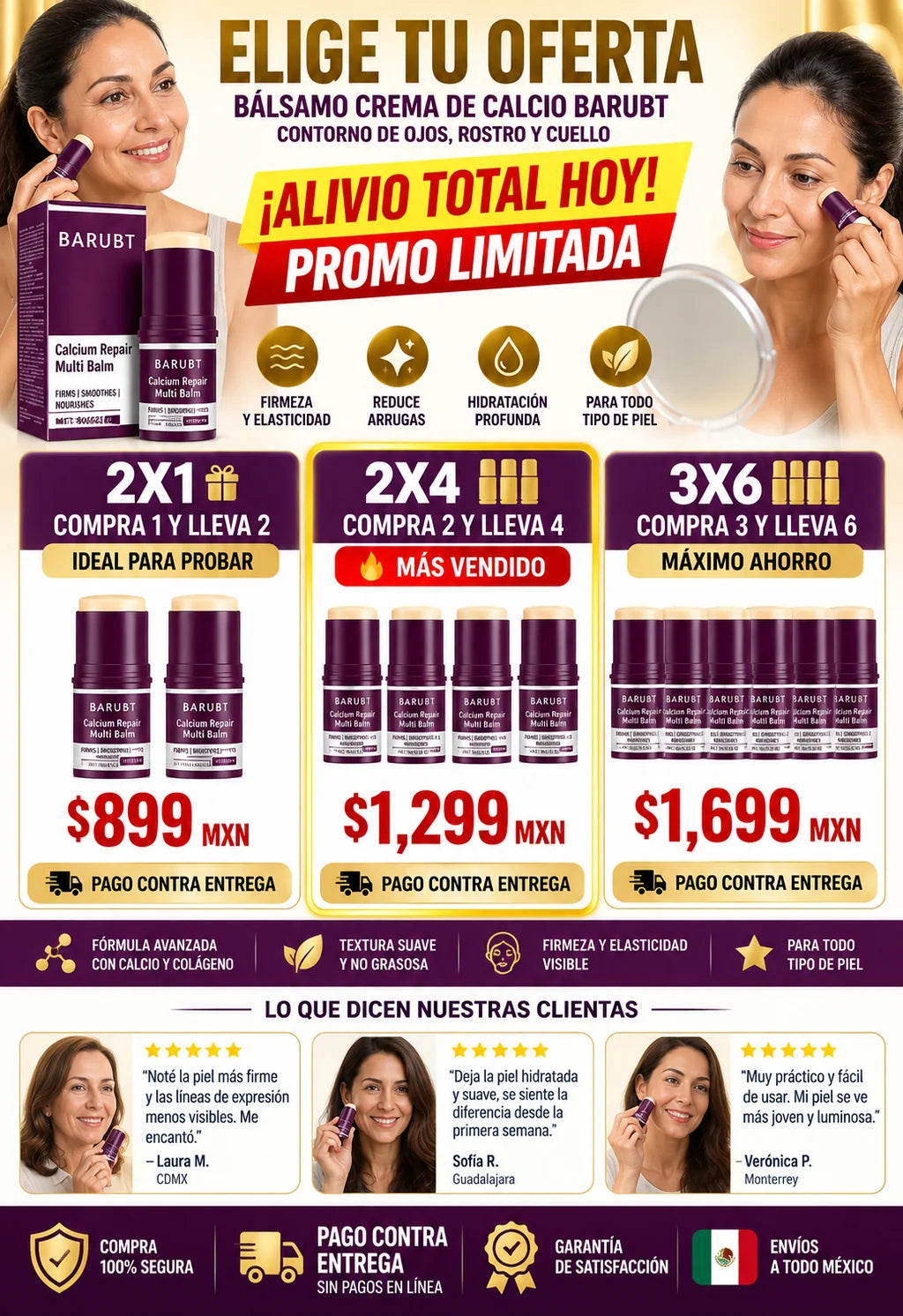 Bálsamo Crema Calcio Barubt Contorno Antiedad Efectivo