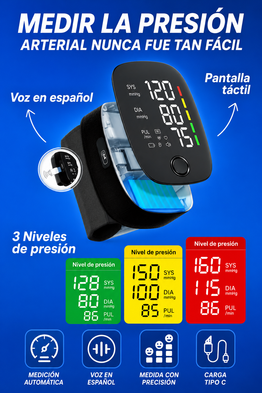 Monitor Presión Arterial en Muñeca