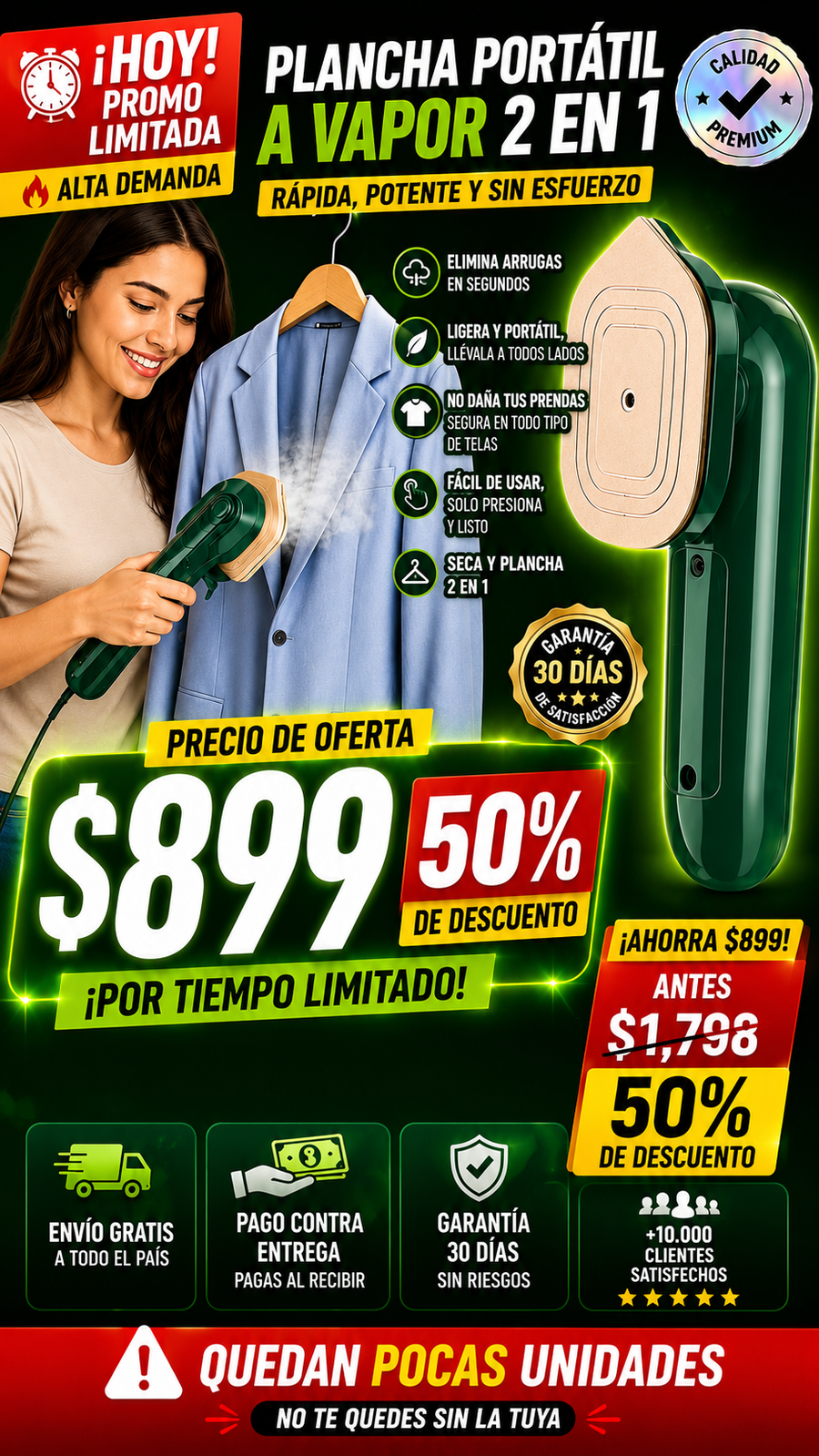 Plancha a Vapor Portatil de Mano