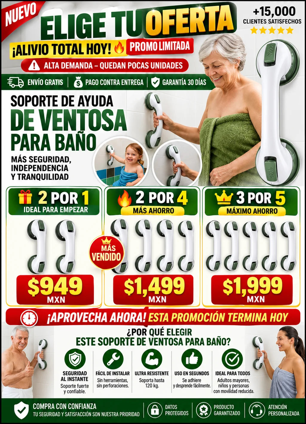Soporte Ventosa Baño Antideslizante Premium Calidad