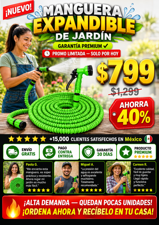 Manguera Expandible 30 Metros Resistente Duradera Premium