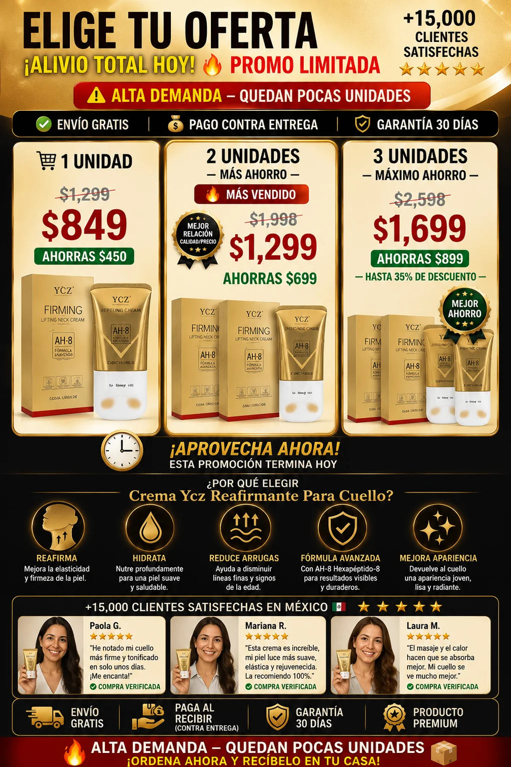 Crema Reafirmante Cuello YCZ Antiedad Efecto Lifting