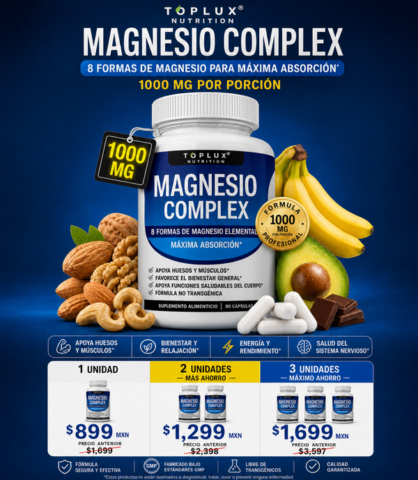 Magnesio Complex Toplux 90 Cápsulas Energía Premium