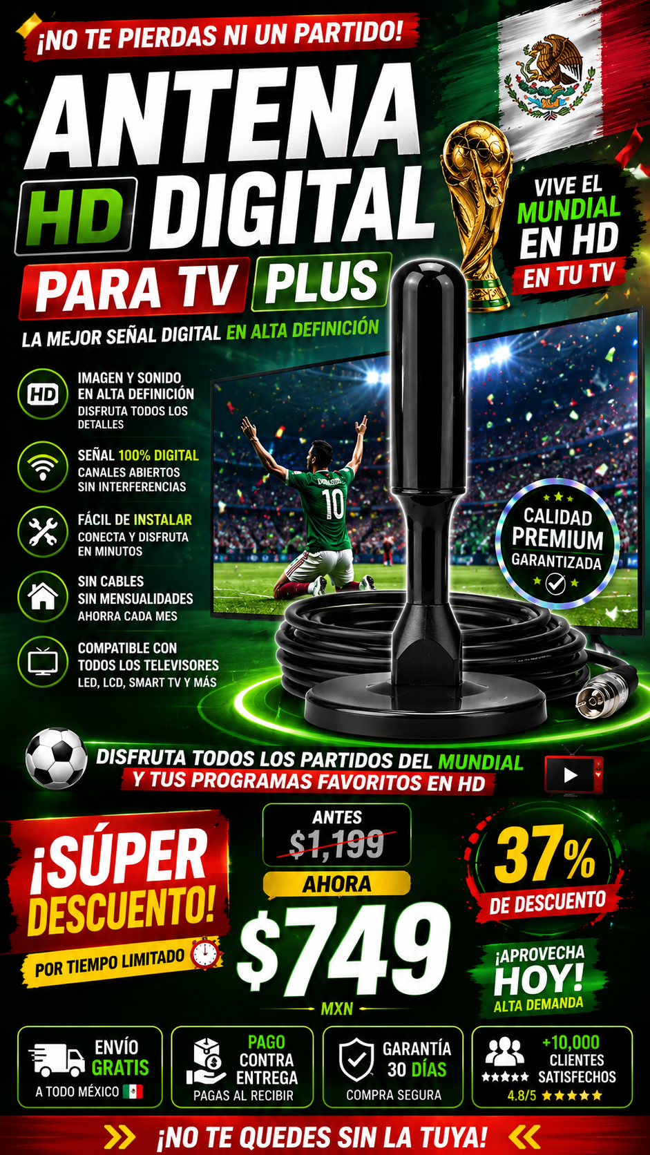 Antena Digital HD Para TV PLUS