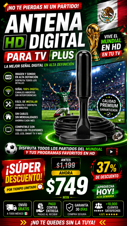 Antena Digital HD Para TV PLUS