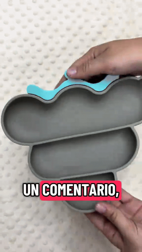 Set de vajilla de silicona para bebé con plato antideslizante y utensilios — video-producto