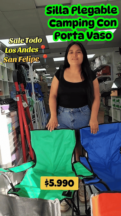 Silla plegable portátil para camping con portavasos — video-producto