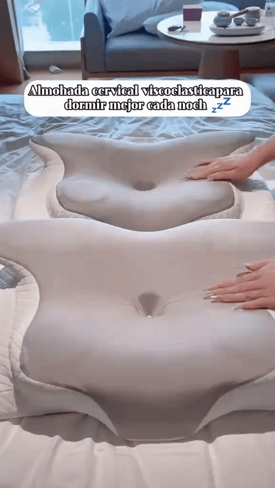 Almohada cervical ergonómica de espuma viscoelástica con funda refrescante — video-producto