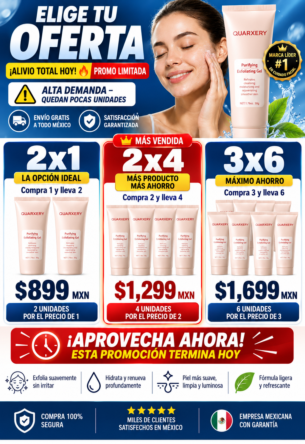 Gel Exfoliante Quarxery Purificante - Piel Limpia y Radiante