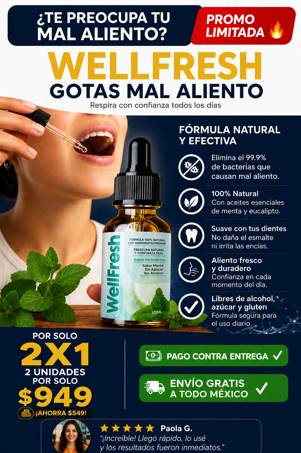 Wellfresh Gotas Elimina Mal Aliento Fresco Garantizado