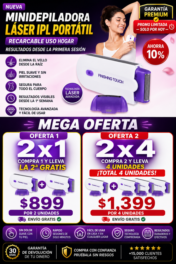 Depiladora láser IPL portátil recargable uso hogar permanente