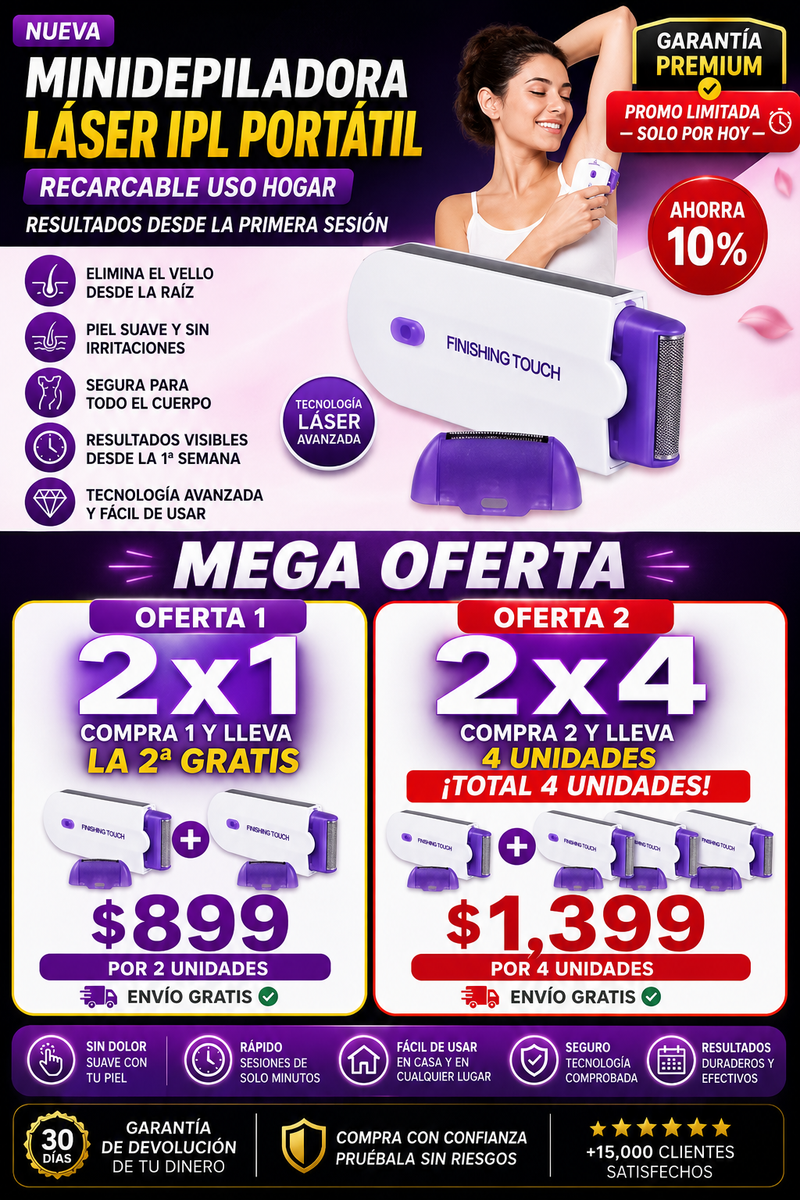 Depiladora láser IPL portátil recargable uso hogar permanente