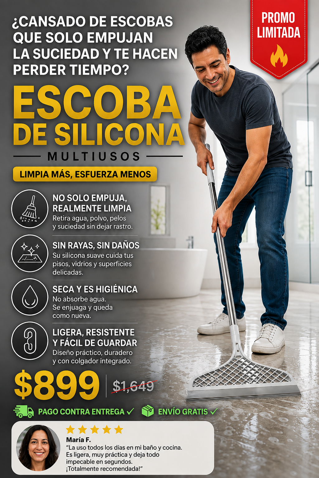 Escoba Silicona Multiuso Limpia Fácil sin Esfuerzo