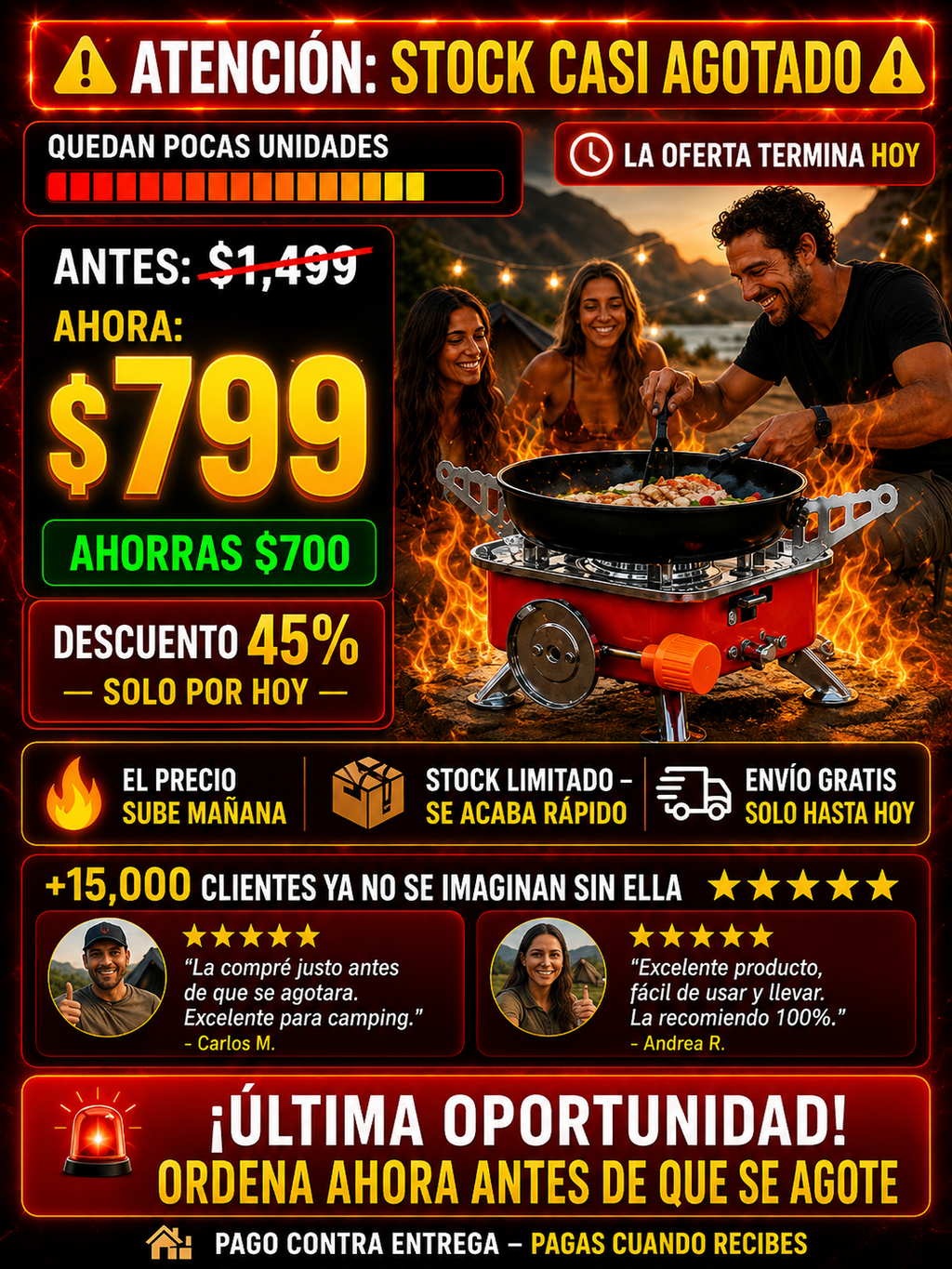 Estufa Portátil Gas Camping Económica Entrega Rápida HOY