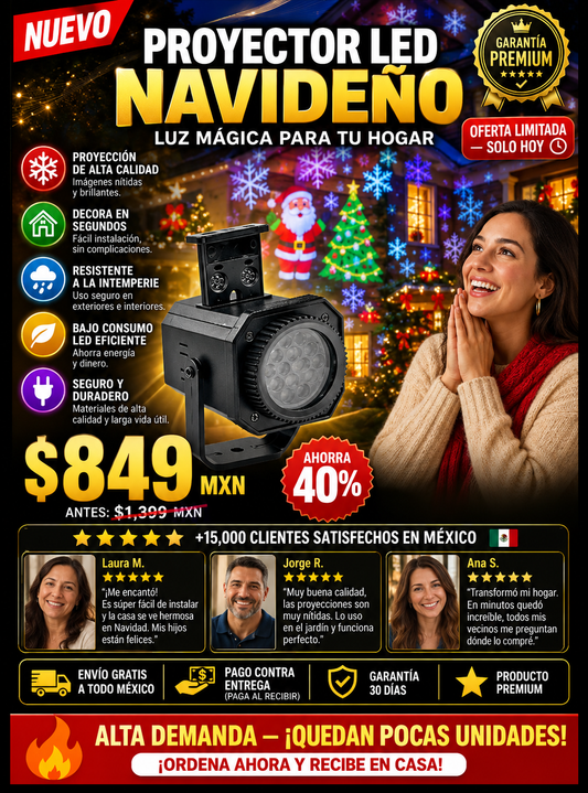 Proyector LED Navidad Exterior Luces Animadas Premium
