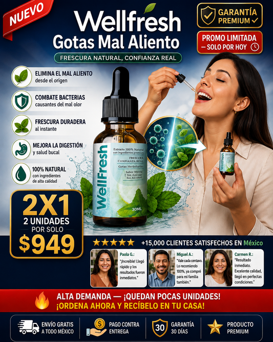 Wellfresh Gotas Elimina Mal Aliento Fresco Garantizado