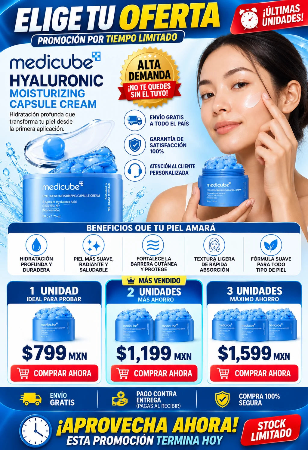 Medicube Crema Azul Ácido Hialurónico Hidratación Profunda
